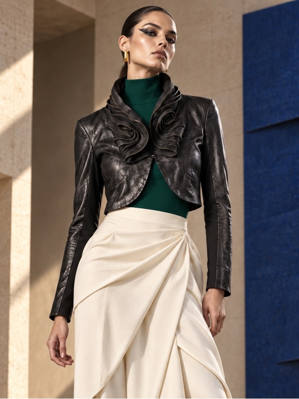 BCBG MAX AZRIA Leather Crop Jacket| Size XXS